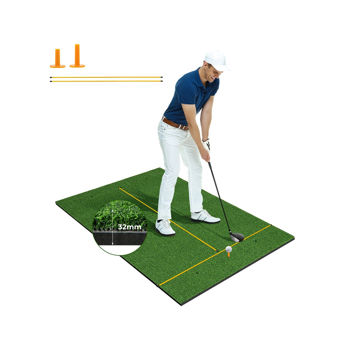 5 x 3 ft Artificial Turf Grass Practice Mat for Indoors and Outdoors
