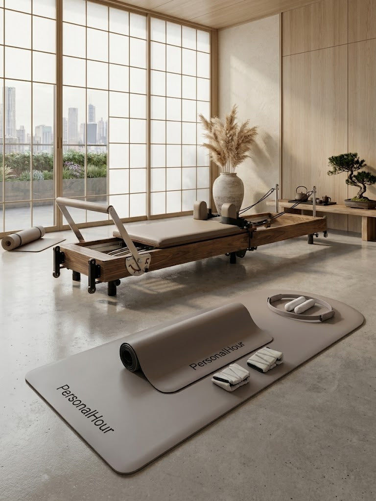 Janet La Force Plus Foldable Pilates Reformer RE023 in Solid Walnut Wood with 6 Springs