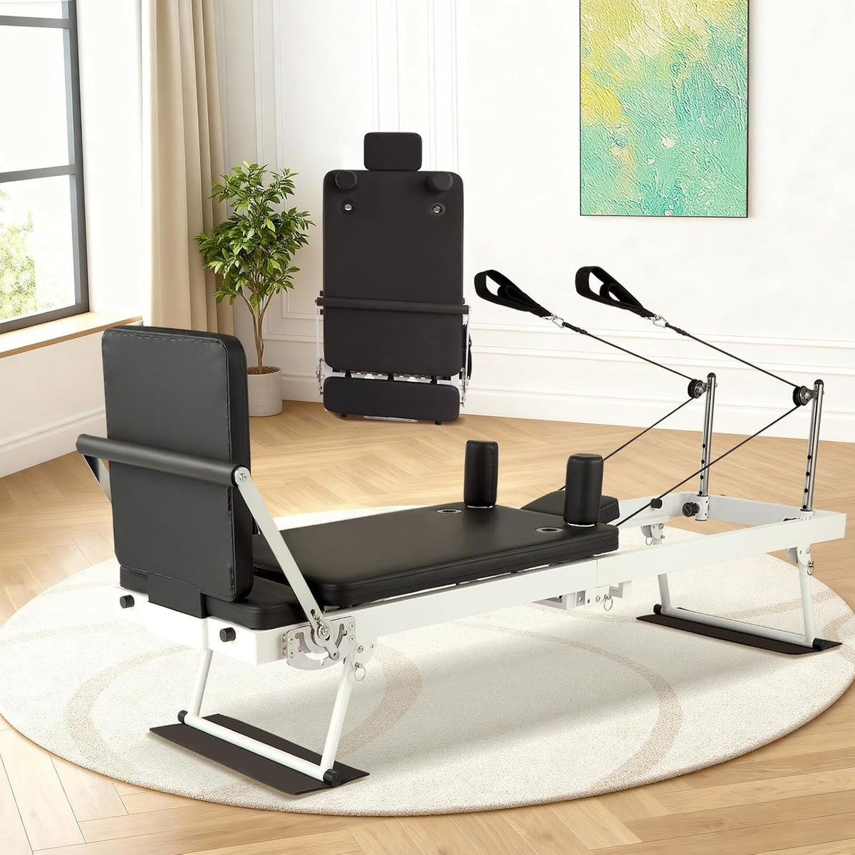 Pilates Reformer, Foldable Pilates Machine for Home and Gym Workout with Jump Board, Springs and Cords, Heavy Duty Pilates Equipment with Adjustable Resistance | with Jump Board, Springs and Cords, Heavy Duty Pilates Equipment with Adjustable Resistance