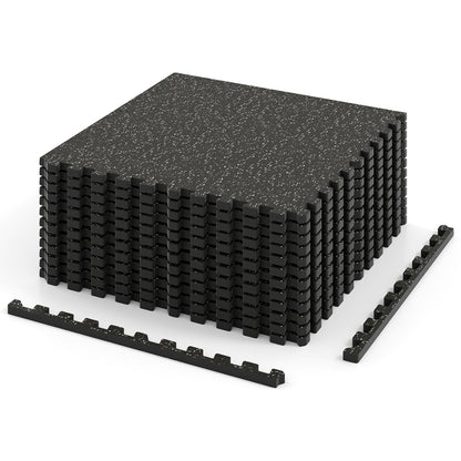 Interlocking Rubber Exercise Mat 48 Sq Ft with Borders