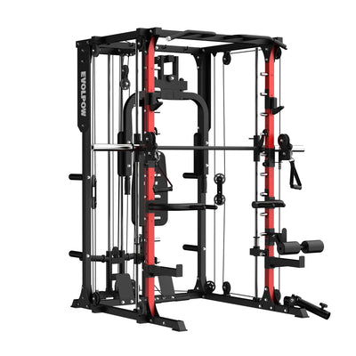 Multifunction Cross Trainer Workout Machine with Arm Press, High/Low Pulley & 4-Roll Leg Developer
