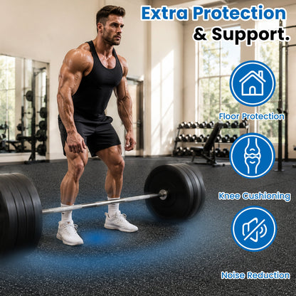 0.79 Inch Thick Interlocking Gym Floor Mats - EVA Foam with Rubber Top, 24" x 24", 72 Sq. Ft.