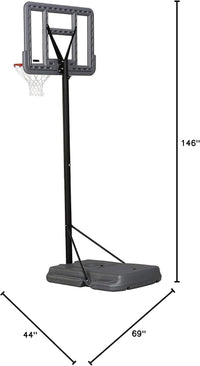 90690 Portable Basketball System, Gray, 44" Polycarbonate Backboard