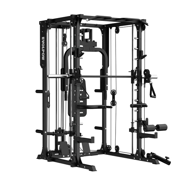 Multifunction Cross Trainer Workout Machine with Arm Press, High/Low Pulley & 4-Roll Leg Developer