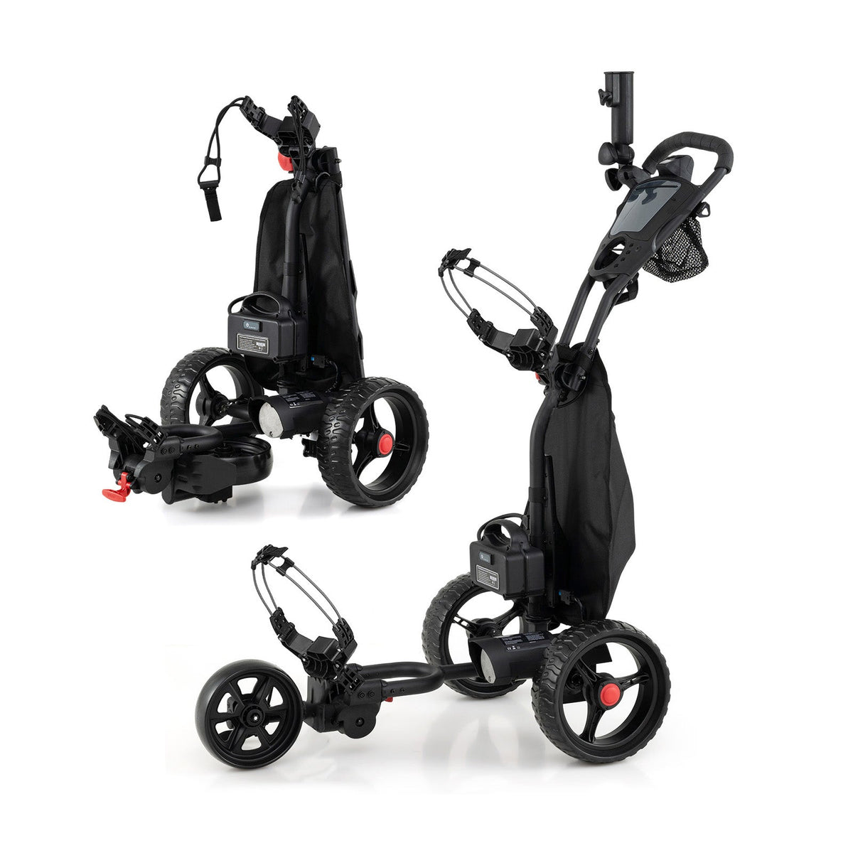 3 Wheel Golf Bag Cart with Adjustable Handle, 9 Speed Settings, USB Port & Cooler Bag