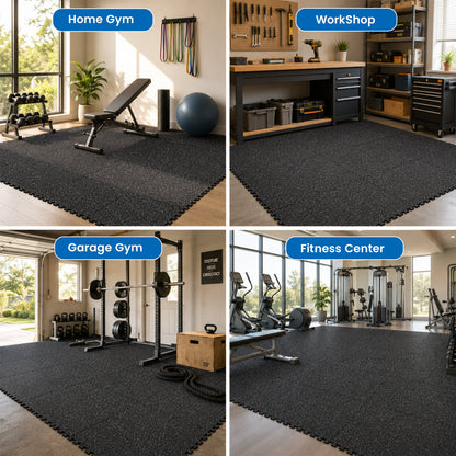 0.79 Inch Thick Interlocking Gym Floor Mats - EVA Foam with Rubber Top, 24" x 24", 72 Sq. Ft.