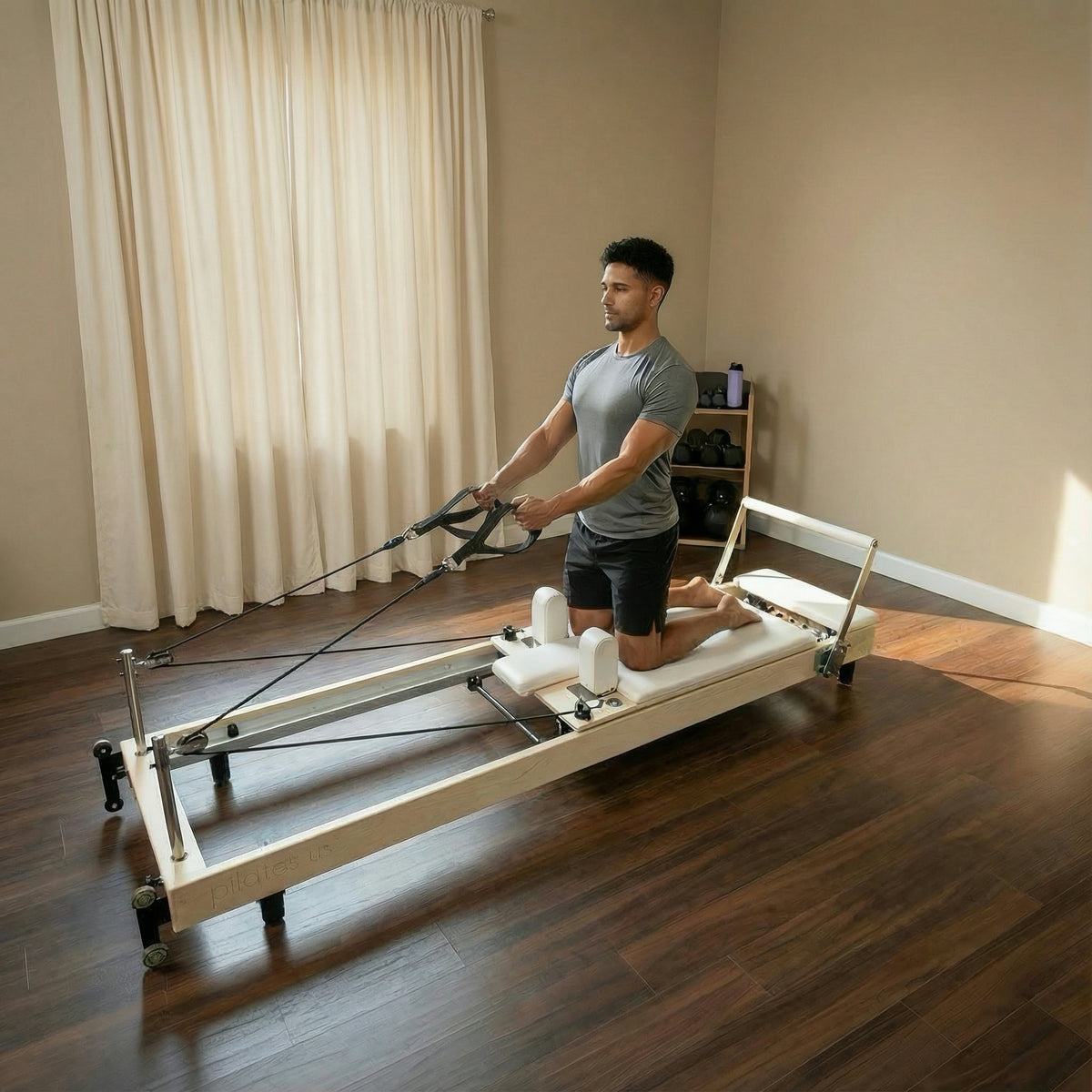 PERSONALHOUR Janet Plus Foldable Maple Wood Pilates Reformer with 6 Springs, Jumpboard & Sitting Box