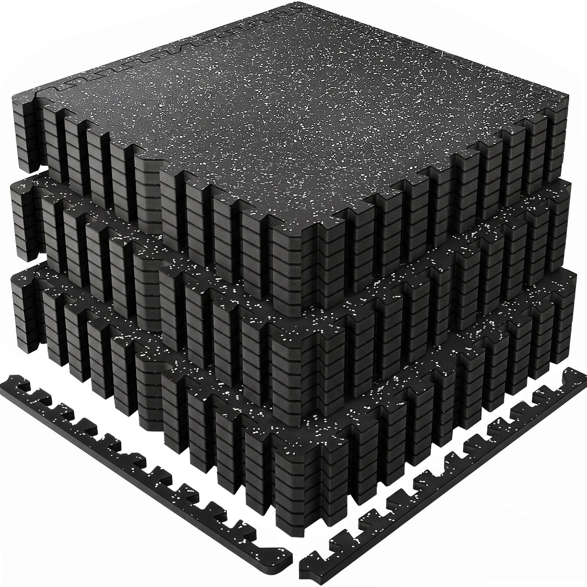 0.79 Inch Thick Interlocking Gym Floor Mats - EVA Foam with Rubber Top, 24" x 24", 72 Sq. Ft.