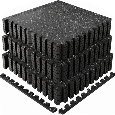 0.79 Inch Thick Interlocking Gym Floor Mats - EVA Foam with Rubber Top, 24" x 24", 72 Sq. Ft.