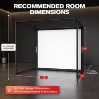 Golf Simulator Enclosure, 10 X 8 Ft/12 X 9 Ft, HD Impact Screen | Foam-Padded Frame, Indoor Golf Practice Cage for Home, Garage & Studio