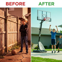 90690 Portable Basketball System, Gray, 44" Polycarbonate Backboard — Before & After