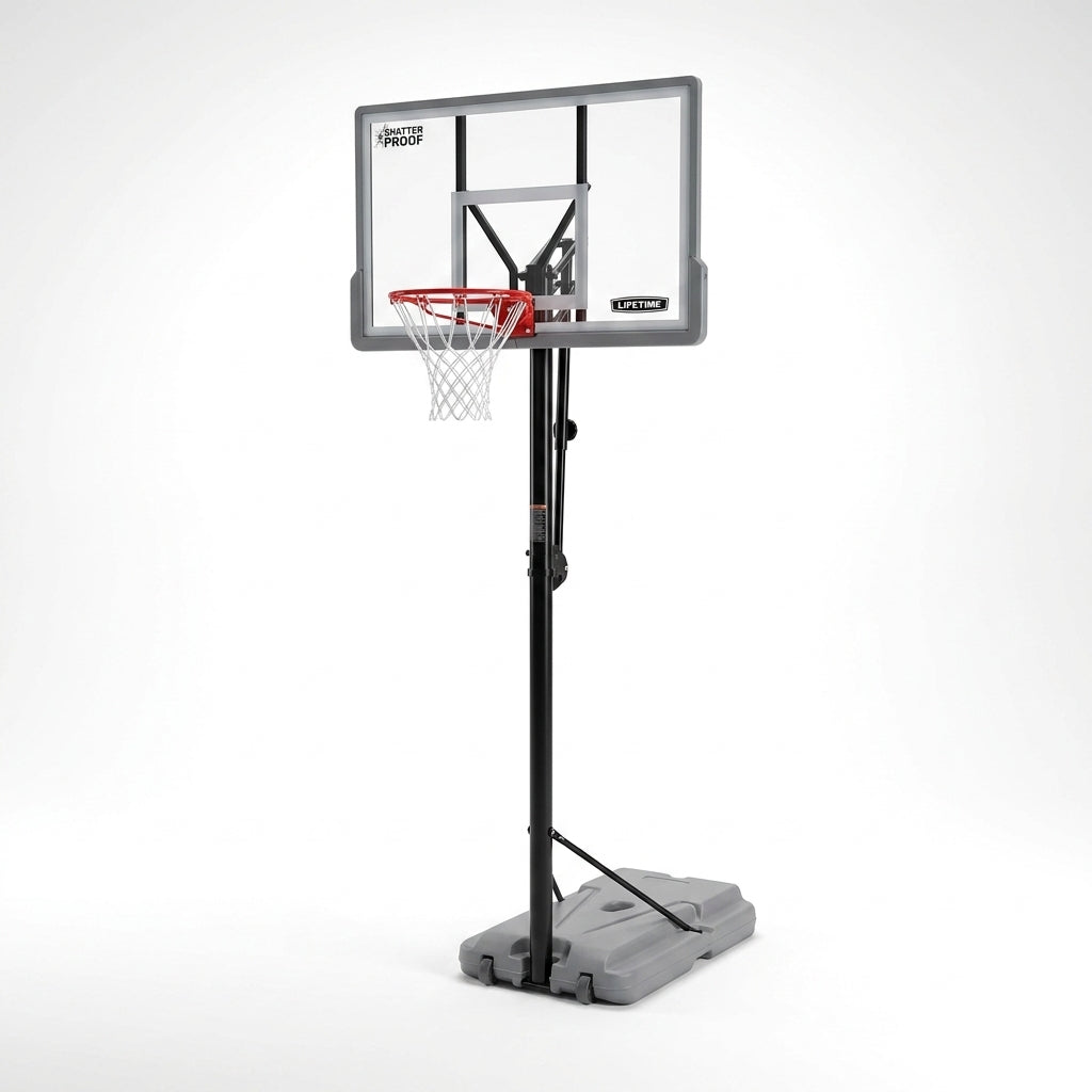 90690 Portable Basketball System, Gray, 44" Polycarbonate Backboard — Studio Shot