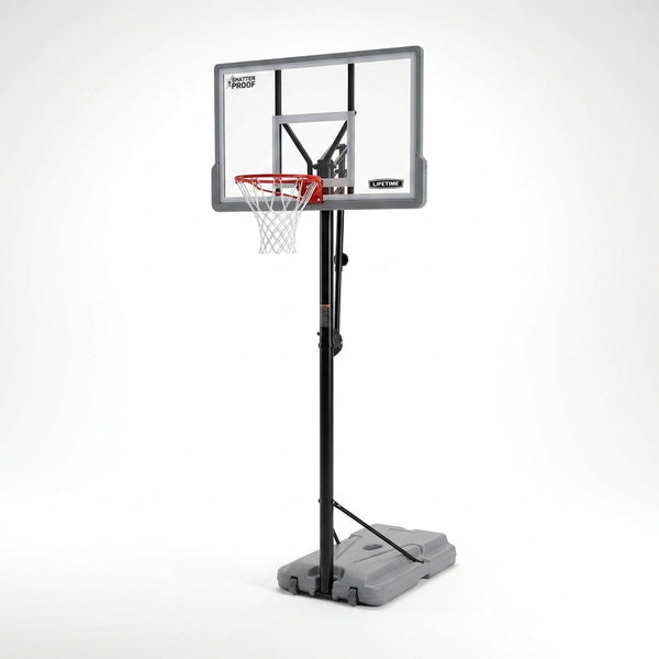 90690 Portable Basketball System, Gray, 44" Polycarbonate Backboard — Studio Shot