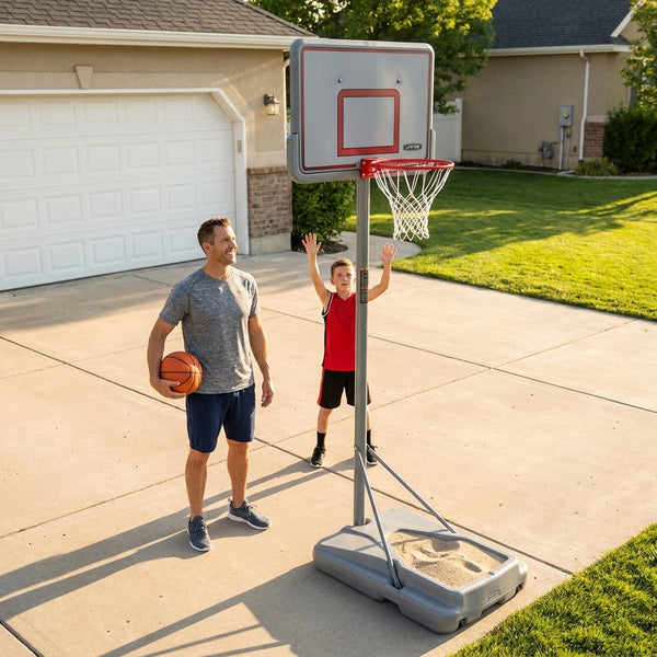 90690 44-Inch Portable Basketball Hoop System with Adjustable Height, Polycarbonate Backboard & Fillable Base