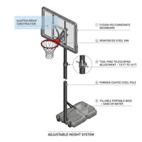 90690 Portable Basketball System, Gray, 44" Polycarbonate Backboard — How It Works