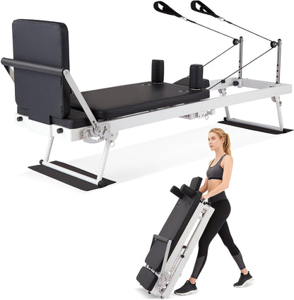 Pilates Reformer, Foldable Pilates Machine for Home and Gym Workout with Jump Board, Springs and Cords, Heavy Duty Pilates Equipment with Adjustable Resistance | with Jump Board, Springs and Cords, Heavy Duty Pilates Equipment with Adjustable Resistance