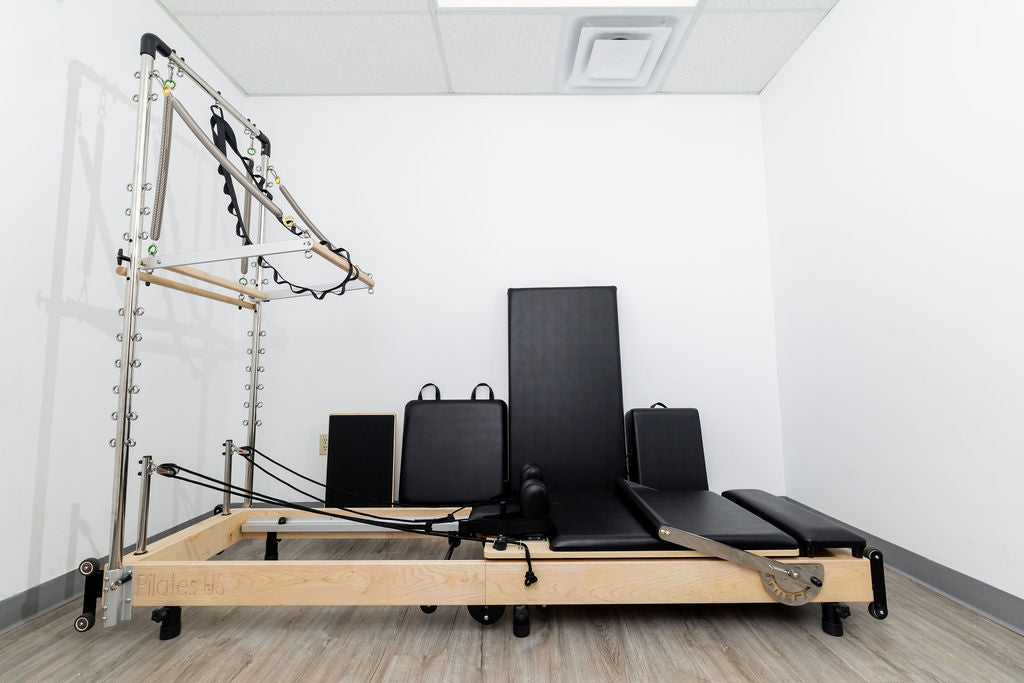 PERSONALHOUR Janet Plus Foldable Maple Wood Pilates Reformer with 6 Springs, Jumpboard & Sitting Box