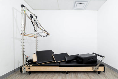 PERSONALHOUR Janet Plus Foldable Maple Wood Pilates Reformer with 6 Springs, Jumpboard & Sitting Box