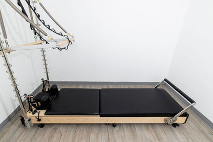 PERSONALHOUR Janet Plus Foldable Maple Wood Pilates Reformer with 6 Springs, Jumpboard & Sitting Box