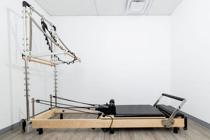 PERSONALHOUR Janet Plus Foldable Maple Wood Pilates Reformer with 6 Springs, Jumpboard & Sitting Box