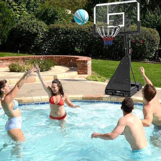 Portable Basketball Hoop with 44-Inch PC Backboard, Rebounder & 4.9–10 ft. Height Adjustment