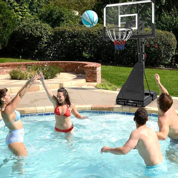 Portable Basketball Hoop with 44-Inch PC Backboard, Rebounder & 4.9–10 ft. Height Adjustment