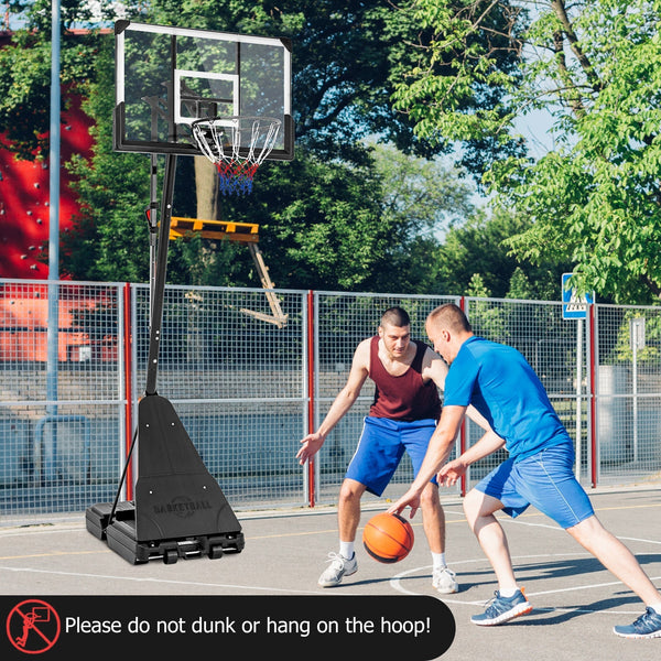 Portable Basketball Hoop with 44-Inch PC Backboard, Rebounder & 4.9–10 ft. Height Adjustment