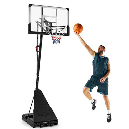 Portable Basketball Hoop with 44-Inch PC Backboard, Rebounder & 4.9–10 ft. Height Adjustment