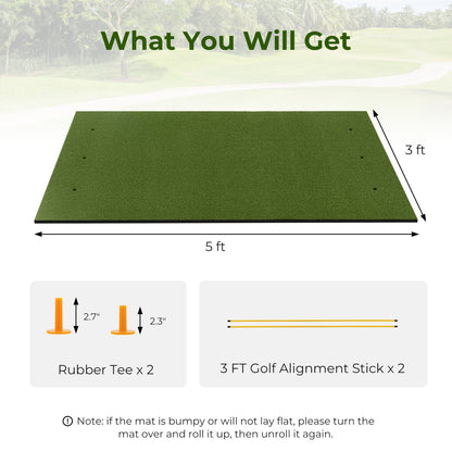 5 x 3 ft Artificial Turf Grass Practice Mat for Indoors and Outdoors