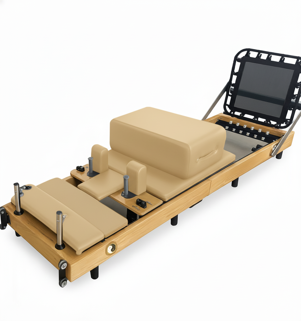 Zous Pro Foldable Pilates Reformer RE017/RE020 with Jump Board, Pilates Box & Oak Frame