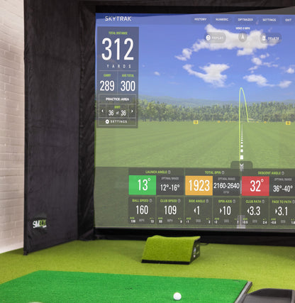 GolfBays SimBox Golf Simulator Hitting Enclosure with PRO+ Impact Screen & Side Barriers