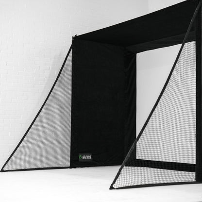 GolfBays SimBox Golf Simulator Hitting Enclosure with PRO+ Impact Screen & Side Barriers