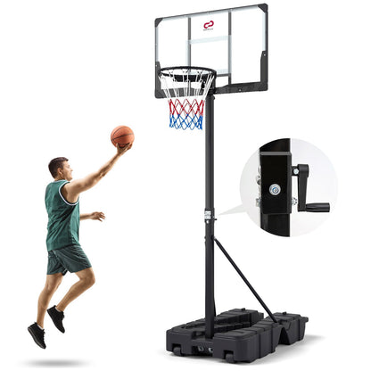 Foldable Portable Basketball Hoop with PC Backboard, 7.54–10 ft. Stepless Height Adjustment & Fillable Base