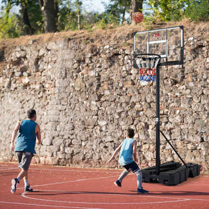 Foldable Portable Basketball Hoop with PC Backboard, 7.54–10 ft. Stepless Height Adjustment & Fillable Base