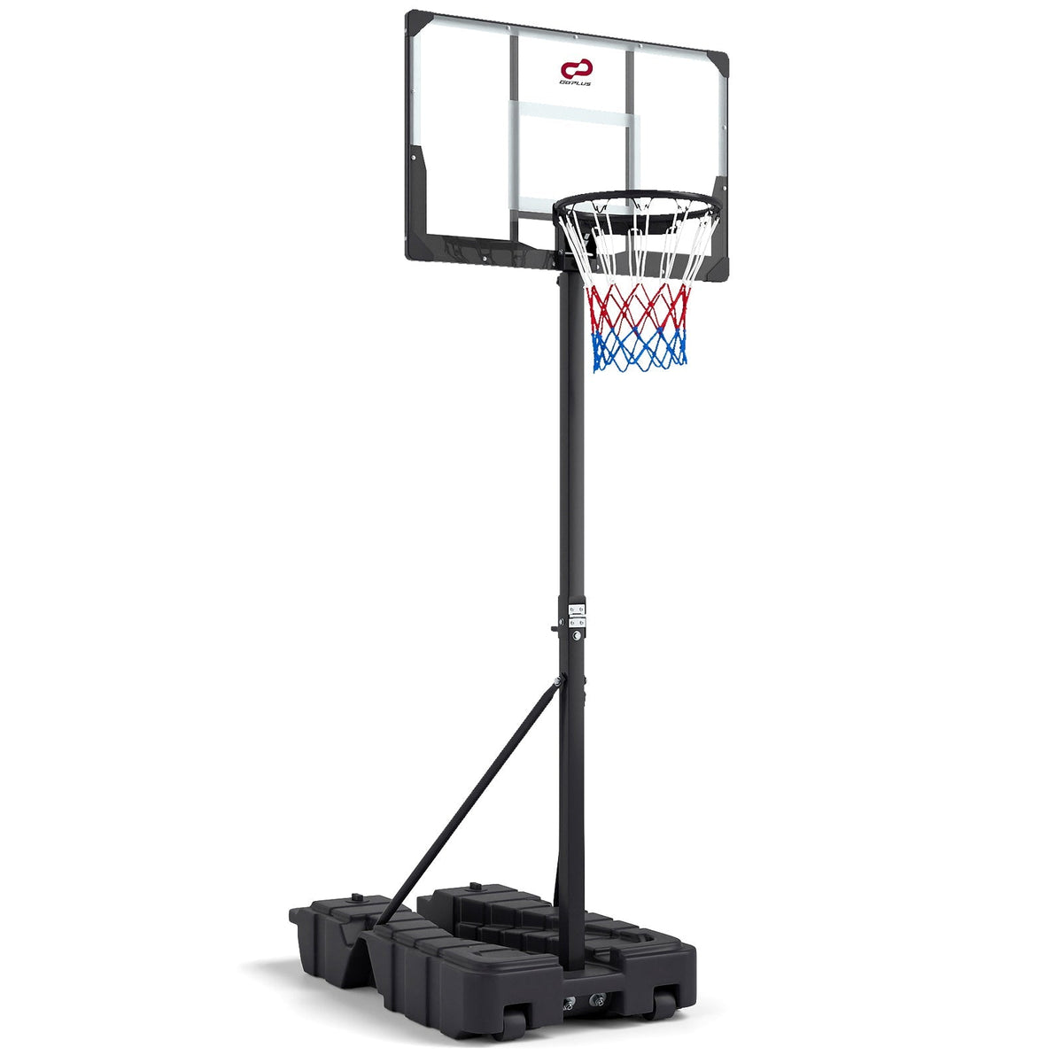 Foldable Portable Basketball Hoop with PC Backboard, 7.54–10 ft. Stepless Height Adjustment & Fillable Base