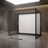 Golf Simulator Enclosure, 10 X 8 Ft/12 X 9 Ft, HD Impact Screen | Foam-Padded Frame, Indoor Golf Practice Cage for Home, Garage & Studio — Studio Shot