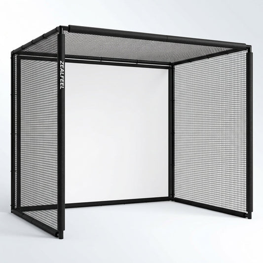 Golf Simulator Enclosure, 10 X 8 Ft/12 X 9 Ft, HD Impact Screen | Foam-Padded Frame, Indoor Golf Practice Cage for Home, Garage & Studio — Studio Shot