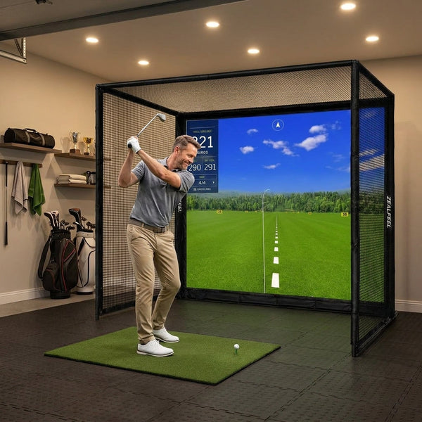 10 x 8 ft. Golf Simulator Enclosure with Double-Layer Impact Screen, Target Cloth & Steel Frame