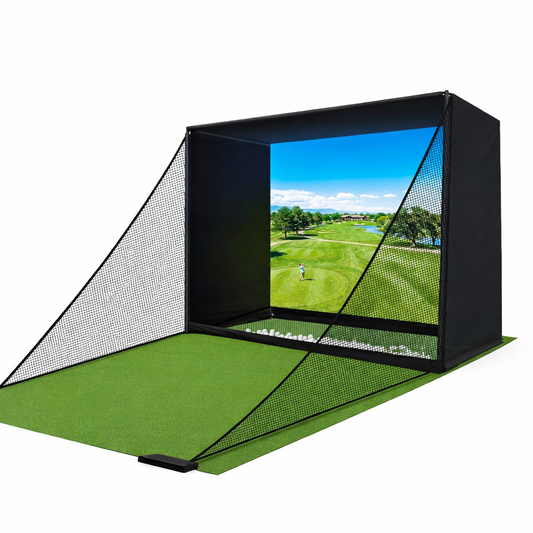 10 x 8 ft. Golf Simulator Enclosure with HD Impact Screen, Side Nets, Blackout Curtains & Ball Return Net