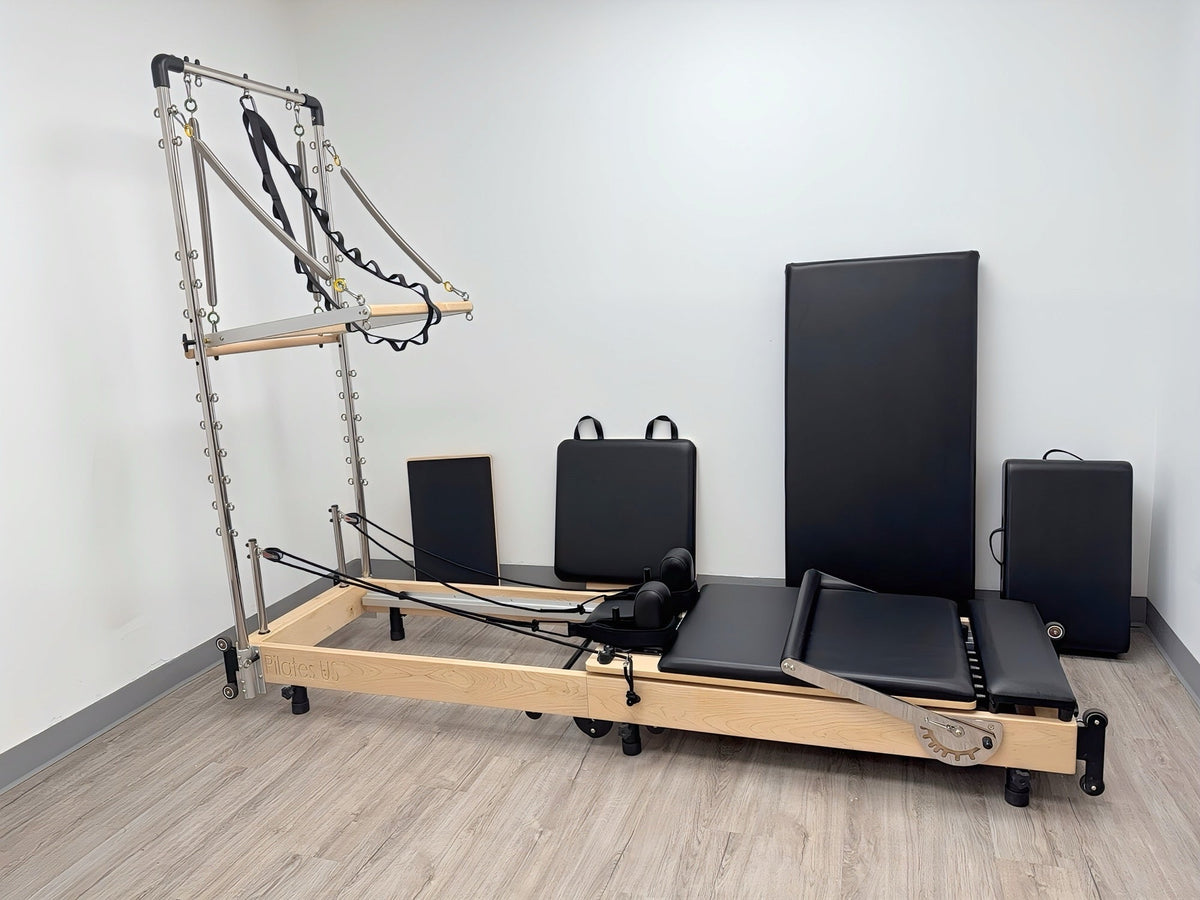 PERSONALHOUR Janet Plus Foldable Maple Wood Pilates Reformer with 6 Springs, Jumpboard & Sitting Box