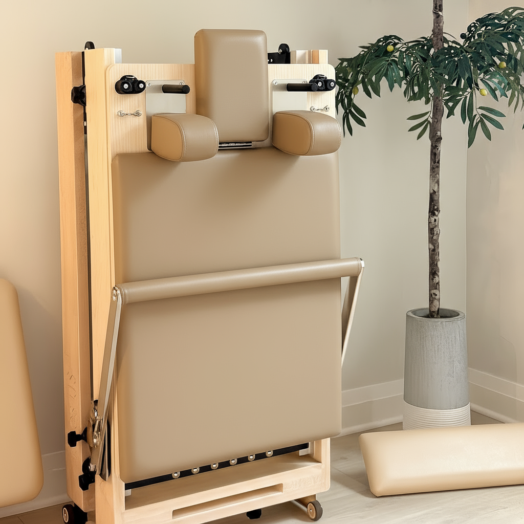 PERSONALHOUR Janet Plus Foldable Maple Wood Pilates Reformer with 6 Springs, Jumpboard & Sitting Box