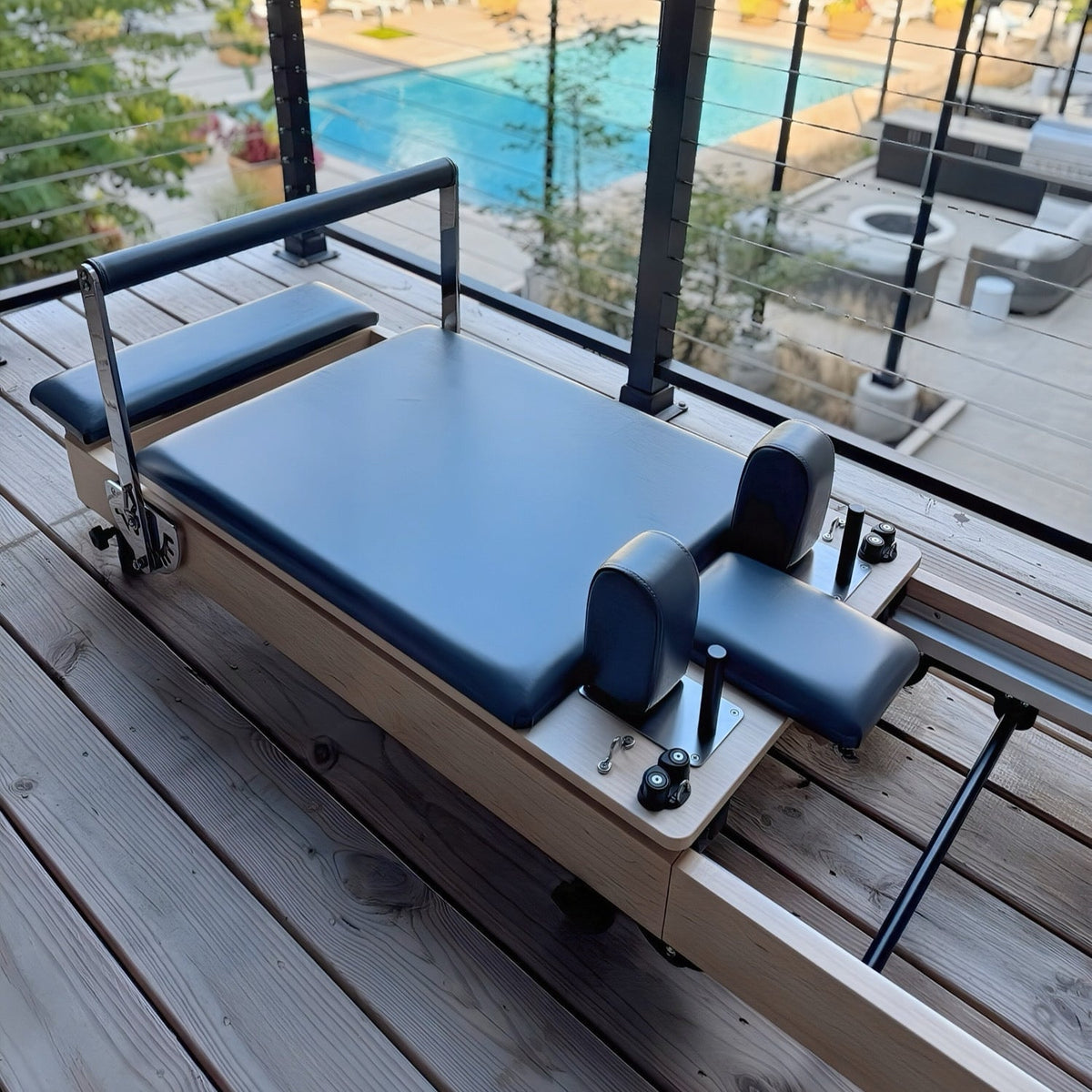 PERSONALHOUR Janet Plus Foldable Maple Wood Pilates Reformer with 6 Springs, Jumpboard & Sitting Box