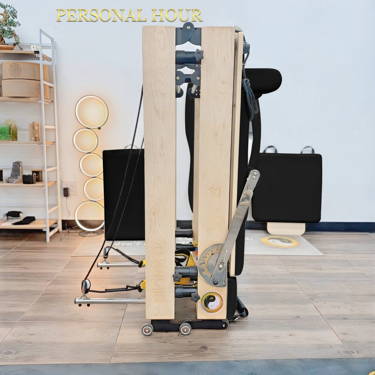 PERSONALHOUR Janet Plus Foldable Maple Wood Pilates Reformer with 6 Springs, Jumpboard & Sitting Box