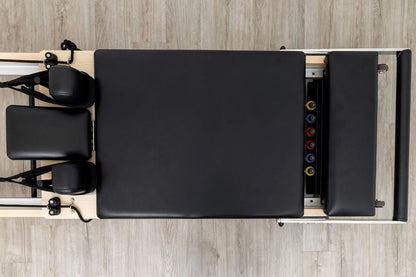 PERSONALHOUR Janet Plus Foldable Maple Wood Pilates Reformer with 6 Springs, Jumpboard & Sitting Box