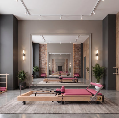 PERSONALHOUR Janet Plus Foldable Maple Wood Pilates Reformer with 6 Springs, Jumpboard & Sitting Box