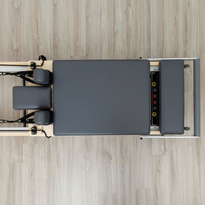 PERSONALHOUR Janet Plus Foldable Maple Wood Pilates Reformer with 6 Springs, Jumpboard & Sitting Box
