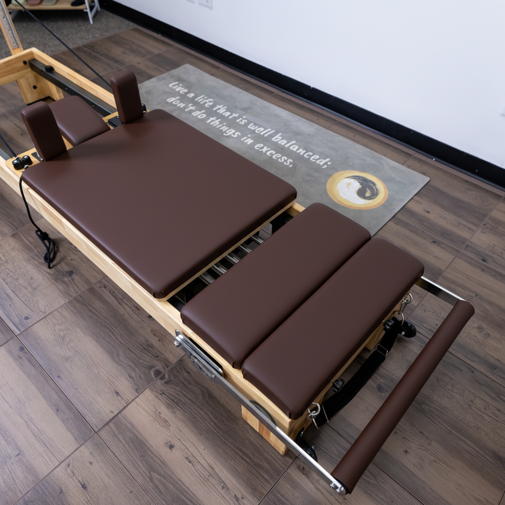 Nano Pro Lite Pilates Reformer RE002 Solid Oak Wood Pilates Machine with 5 Resistance Springs