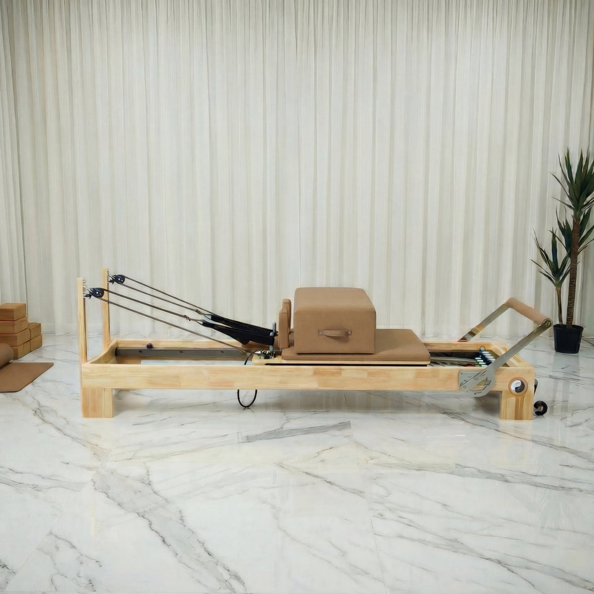 Nano Pro Lite Pilates Reformer RE002 Solid Oak Wood Pilates Machine with 5 Resistance Springs