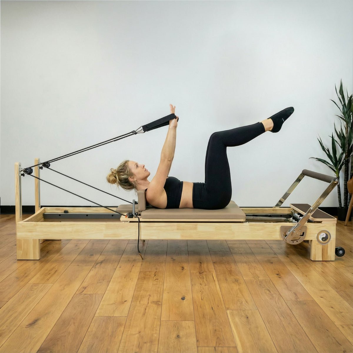 Nano Pro Lite Pilates Reformer RE002 Solid Oak Wood Pilates Machine with 5 Resistance Springs