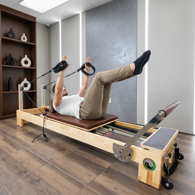 Nano Pro Lite Pilates Reformer RE002 Solid Oak Wood Pilates Machine with 5 Resistance Springs